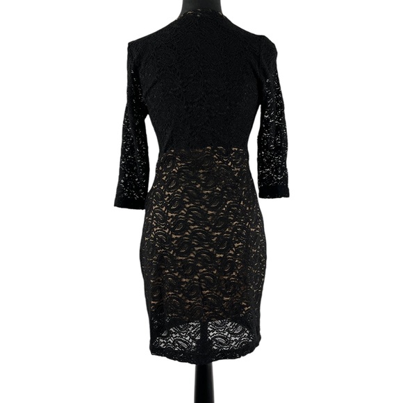 Foreign Exchange Black Lace Body-con mini Cocktail Dress lined, Med, New - Picture 2 of 9